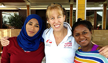 Katie, Intisar Al Tobi (L) and Raya Al Habsi (R)